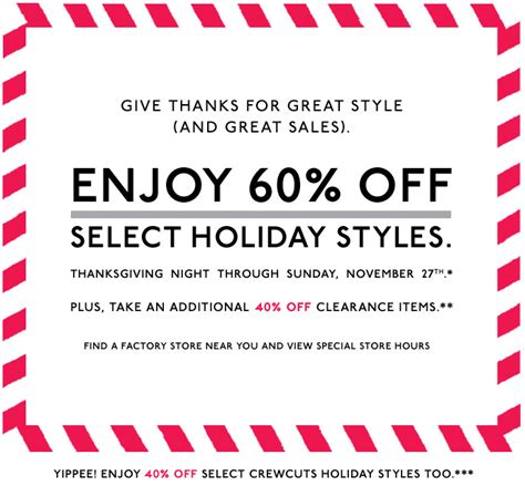 J Crew Aficionada J Crew Factory Email Give Thanks For Great Ts