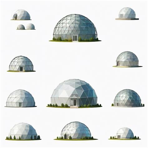 Geodesic Dome Vector Set White Background Isolated Premium AI