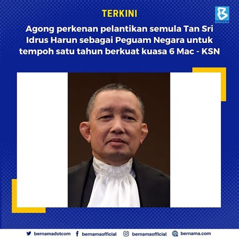 Idrus Harun Dilantik Semula Sebagai Peguam Negara Tun Carlos