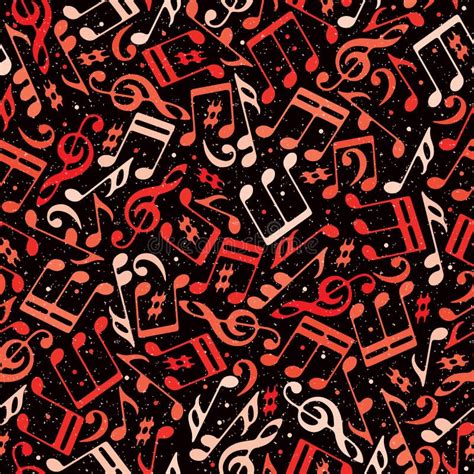 Red Musical Notes Seamless Pattern Stock Vector Illustration Of