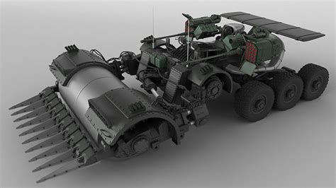 Sci Fi Vehicle Armed Road Roller D Model Cgtrader