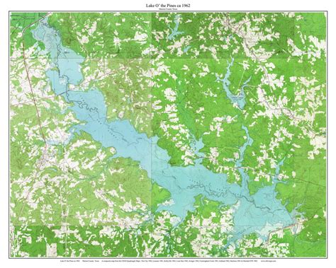 Lake O The Pines 1962 Custom Usgs Old Topo Map Texas Old Maps