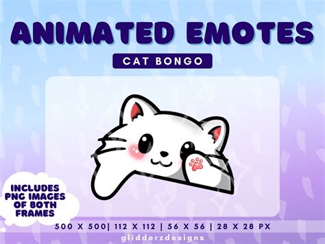 White Bongo Cat Animated Emote Bongo Cat Twitch Emote White Cat Bongo Emote Bongo Cat Discord