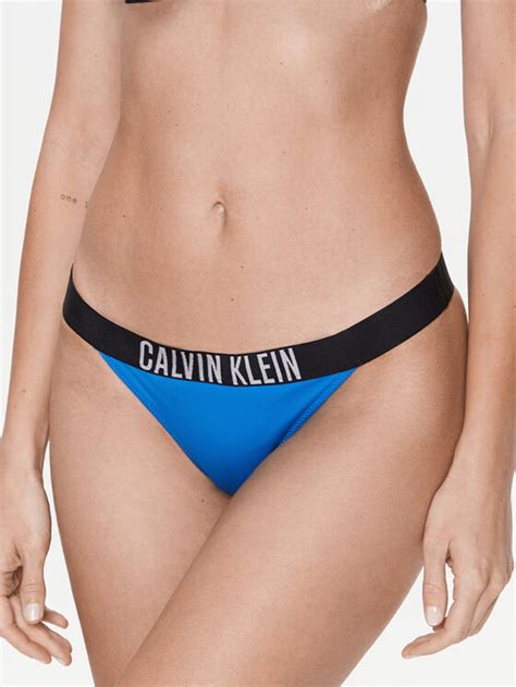 Calvin Klein Swimwear Dół od bikini KW0KW01984 Niebieski Modivo pl