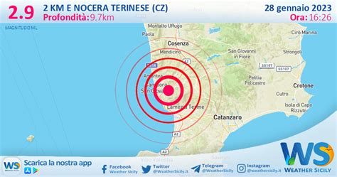 Scossa Di Terremoto Magnitudo 2 9 Nei Pressi Di Nocera Terinese CZ