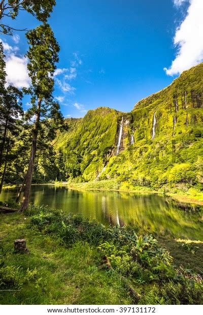 Azores Landscape Waterfalls Cliffs Flores Island Stock Photo (Edit Now ...