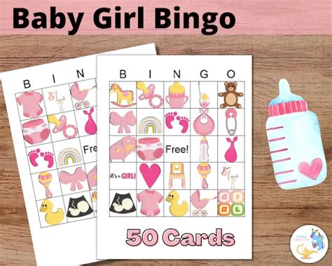 Baby Girl Bingo Cards Printable Bingo Cards Baby Shower Etsy