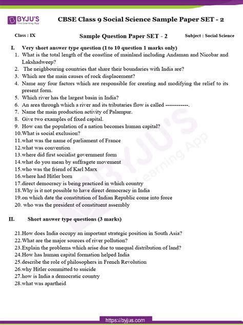 Cbse Class 9 Social Science Sample Paper Set 2 Pdf Democracy Political Ideologies