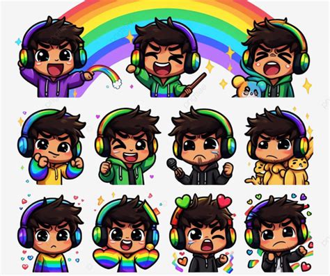 Rainbow Chibi Boy Twitch Emotes Pack Emote Emoji Emotion Png