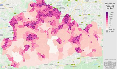 Surrey population stats in maps and graphs.