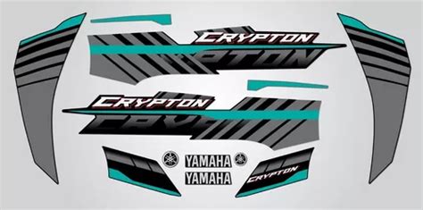 Calcos Yamaha Crypton Moto Negra Version Turquesa Plocargentina