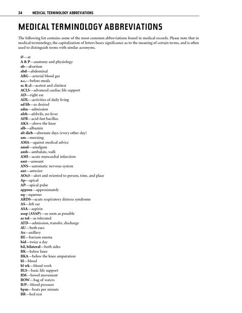 Solution Medical Terminology Abbreviations Studypool