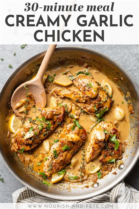 Creamy Garlic Chicken With Thyme Nourish And Fete