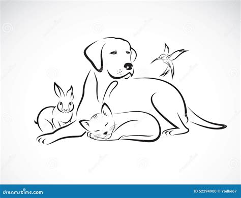 Vector Group Of Pets - Dog, Cat, Bird, Rabbit, Stock Vector - Image ...