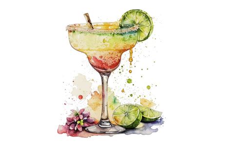 Watercolor Margarita Clipart Bundle So Fontsy