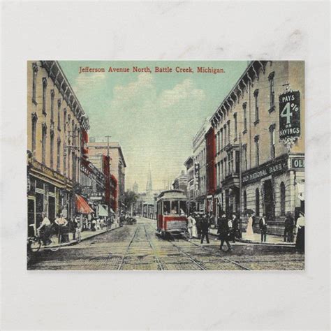 Vintage Battle Creek Michigan Postcard Zazzle Battle Creek Michigan Battle