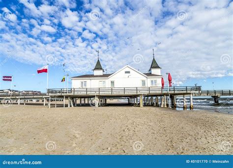 Pier And Beach Of Ahlbeck At Baltic Stock Photo Image Of Architecture