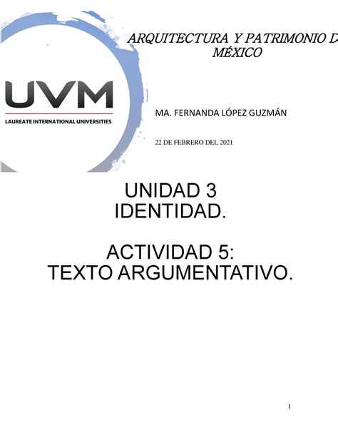 U3 A 5 MFLG Actividad Bb Para Uvm ARQUITECTURA Y PATRIMONIO DE