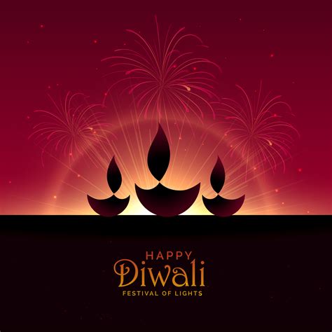 three diwali diya with fireworks - Download Free Vector Art, Stock ...