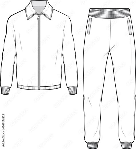 Vetor De Tracksuit Fashion Illustration Vector Cad Technical Drawing