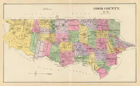 Coos County, New Hampshire 1892 Old Town Map Reprint - Hurd State Atlas ...