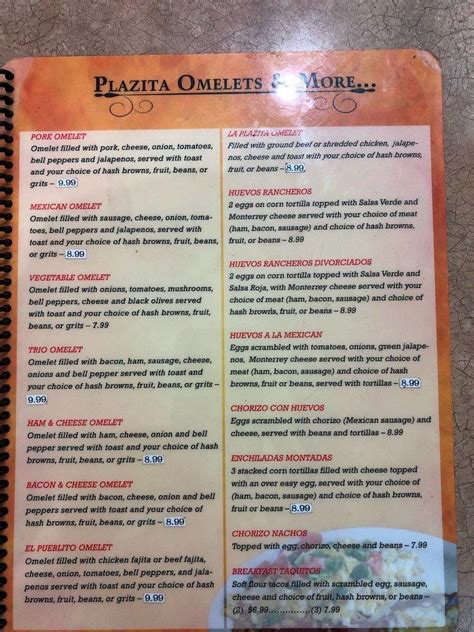 Menu At La Plazita Restaurant Tyler State Hwy 64