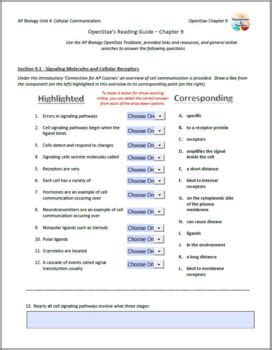 Reading Guide To OpenStax Biology For AP Courses Unit 4 BUNDLE Chs 9 And 10