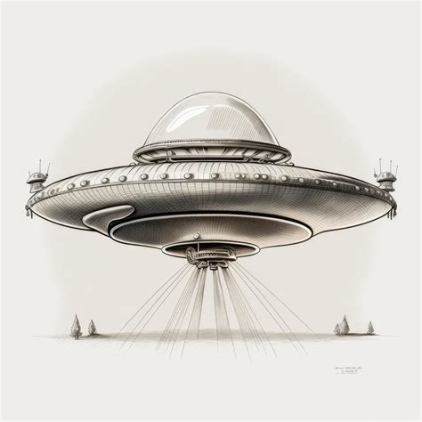 Vintage Illustrations UFO Flying Saucer Space Ship Starship Blueprint