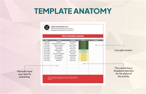 Work Schedule Calendar in Excel, Google Sheets - Download | Template.net