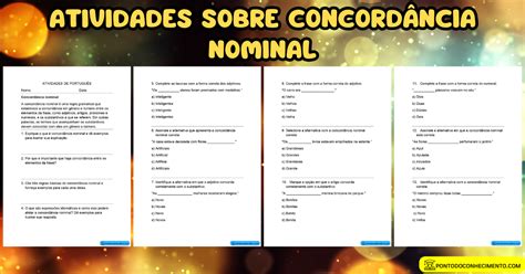 Arquivo de Atividades sobre concordância nominal para imprimir Ponto