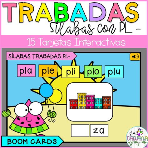 silabas trabadas pl boom cards spanish syllable