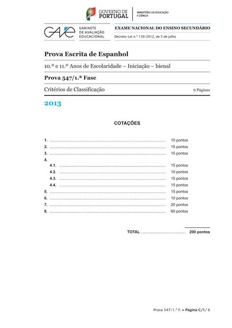 PDF Prova Escrita De Espanhol Examesnacionais Pt Qualquer