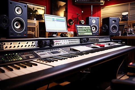 Studio Rekaman Memiliki Peralatan Musik Dan Keyboard Resolusi Tinggi