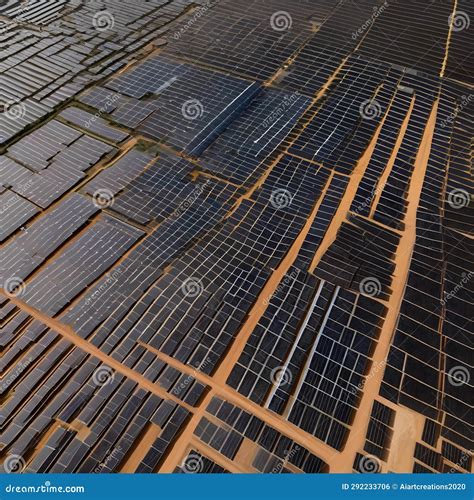 An Aerial View of a Massive Solar Farm, with Rows of Solar Panels