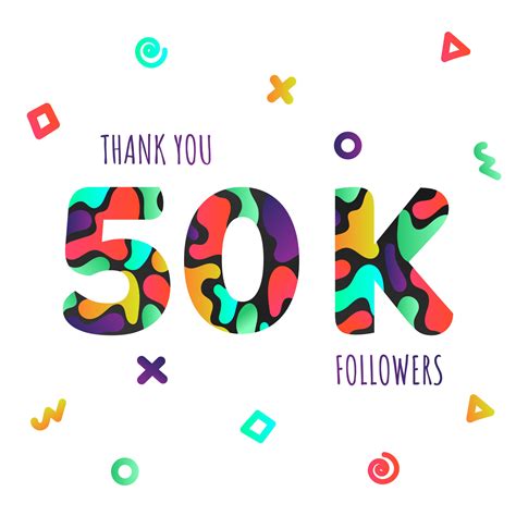 Thank You 50000 Followers Numbers Postcard 3416559 Vector Art At Vecteezy