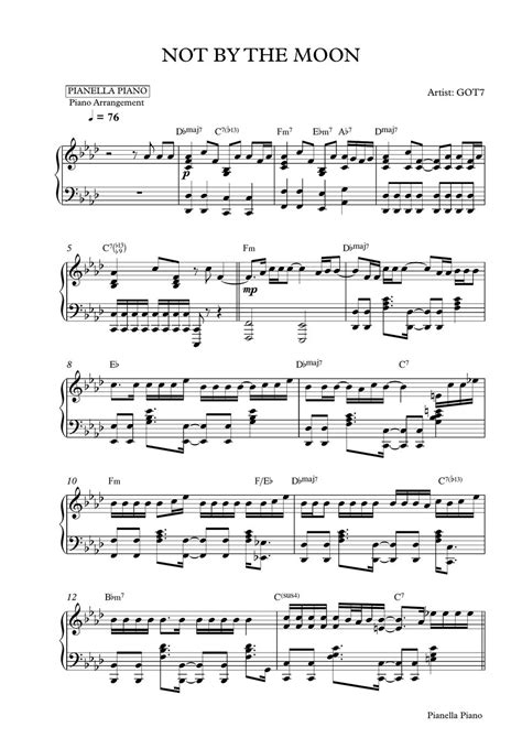 Got Not By The Moon Piano Sheet Sheets By Pianella Piano