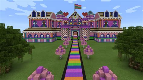 Minecraft Rainbow Candy Pink House Minecraft Houses Cute Minecraft