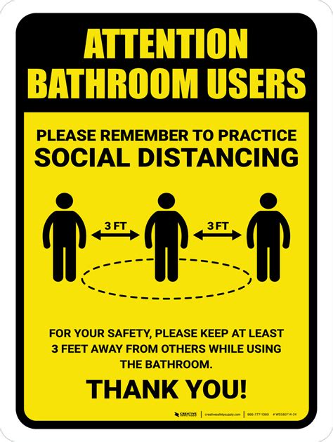 Attention Bathroom Users Remember Social Distancing With 3ft Icon