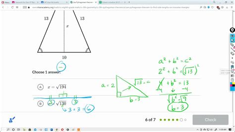 Use Pythagorean Theorem To Find Isosceles Triangle Side Lengths Khan