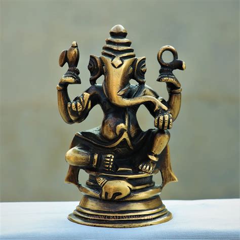 Charcoal Black And Gold Ganesha Statue Buy Exclusive Brass Statues