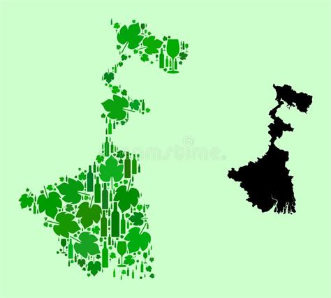 Mapa Da Colagem De Vinhos E Uvas Do Estado Bengal Ocidental Ilustra O