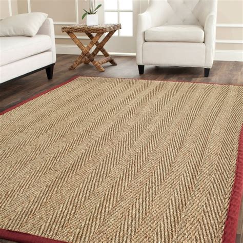 Safavieh Hand Woven Sisal Natural Red Seagrass Rug 9 X 12