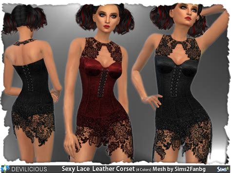 Sims 4 Cc S The Best Sparkling Sexy Lace Leather Corset By Devilicious