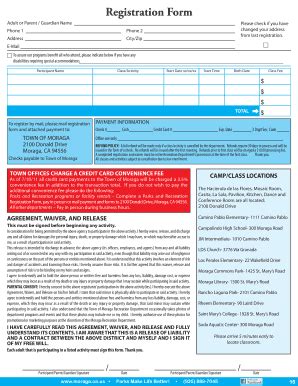 Fillable Online Moraga Ca Registration Form Town Of Moraga Moraga