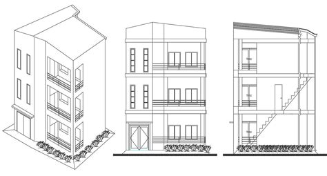 Modern Elevation Of Residential Building Free Download - Cadbull