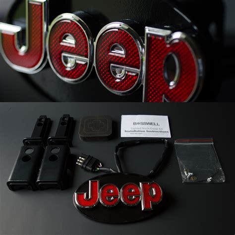 Bosswell Jeep Hitch Cover Licensed LED Light Trailer Towing Hitch Cover ...