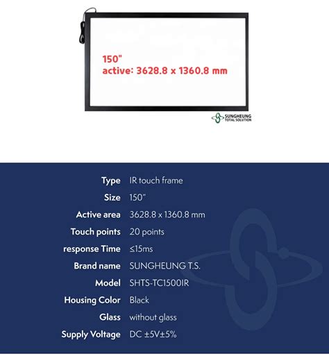 Infrared Sensor Multi Touch Screen Overlay Multi 150 Inch Touch Screen