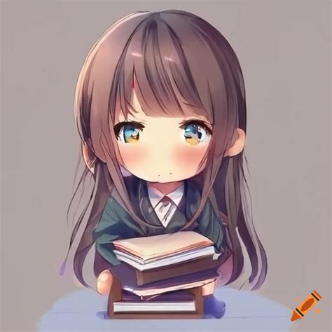 A Cute Tiny Anime Girl Is Studying