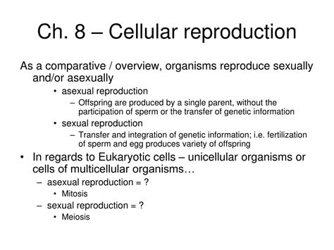 Ppt Ch 8 Cellular Reproduction Powerpoint Presentation Free Download Id 9615899