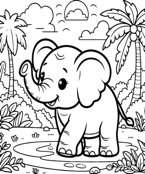 Libro De Colorear Elefante Página De Colorear Para Adultos Ai Generado Vector Premium Generado